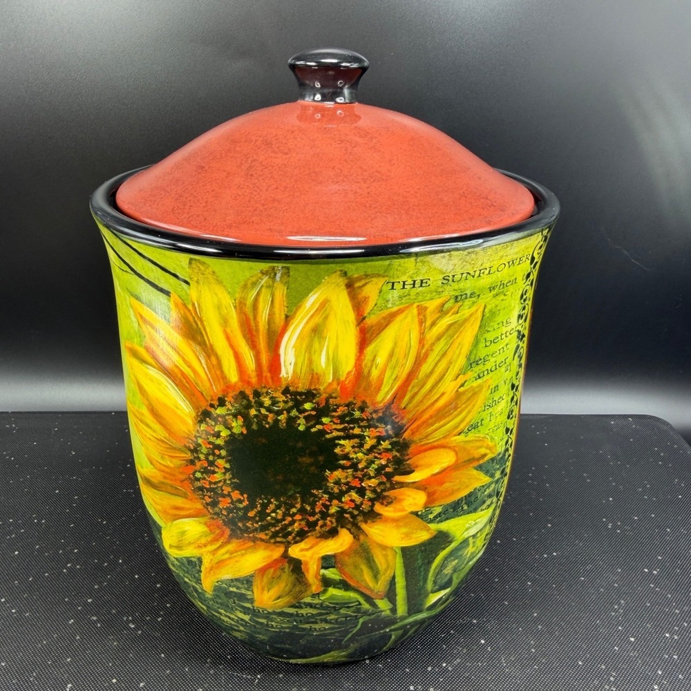 Certified International Lori Siebert Sunflower Bee Ceramic Canister Jar La Fleur - Picture 14 of 14